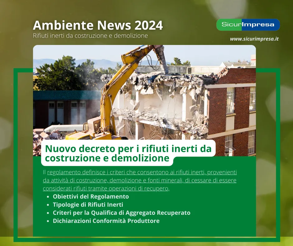 Nuovo decreto per i rifiuti inerti da costruzione e demolizione