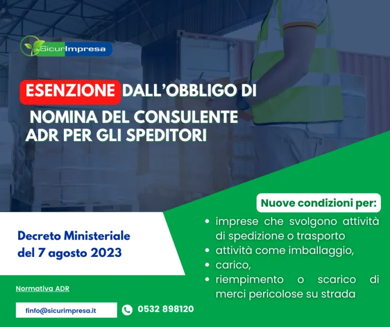 Esenzione dall’obbligo di nomina del consulente ADR per gli speditori